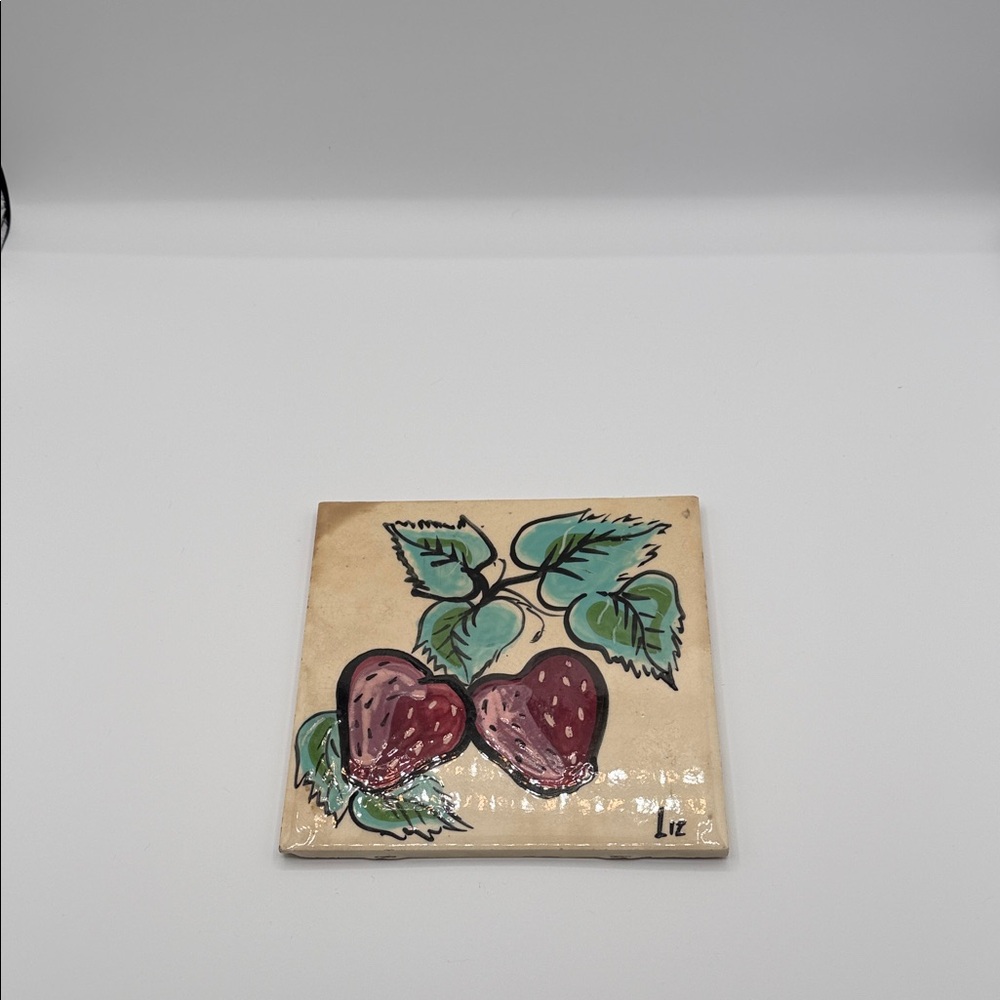 Strawberry Design Ceramic Tile-Artist signed